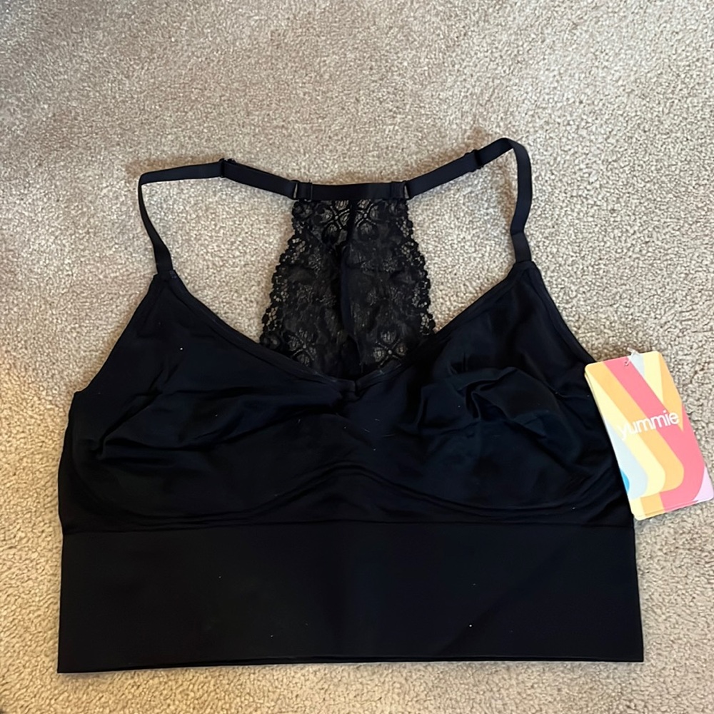 Never worn, not padded bralette with lace racer back